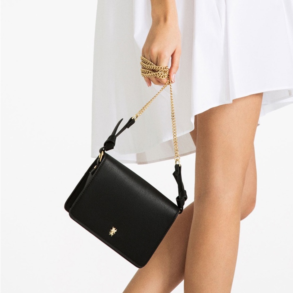 Zara Gold Bumble Bee Black Crossbody Bag